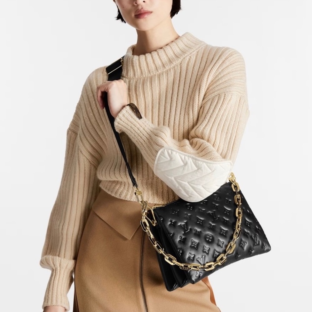 Louis Vuitton Black Lambskin Embossed Monogram Coussin PM -Used 3x -Paris bought